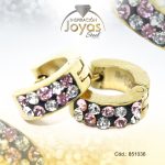 Argolla de Acero Huggies con Circón Dorado Círculo - 851036