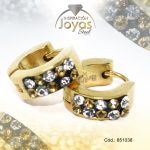Argolla de Acero Huggies con Circón Dorado Círculo - 851038