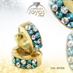 Argolla de Acero Huggies con Circón Dorado Círculo - 851039