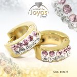 Argolla de Acero Huggies con Circón Dorado Círculo - 851041