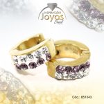 Argolla de Acero Huggies con Circón Dorado Círculo - 851043