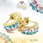 Argolla de Acero Huggies con Circón Dorado Círculo - 851044