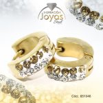 Argolla de Acero Huggies con Circón Dorado Círculo - 851046