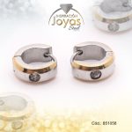 Argolla de Acero Huggies con Circón 2 Tonos Círculo - 851058