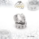 Argolla de Acero Huggies con Circón Plateado Círculo - 851069