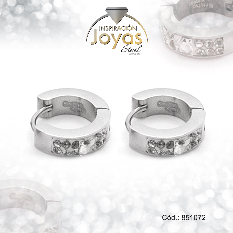 851072 Argolla de Acero Huggies con Circón Plateado Círculo - 851072 - Imagen 1