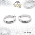 Argolla de Acero Aleación Micro Circón Plateado Círculo  - 851086