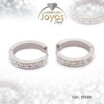 Argolla de Acero Huggies con Micro Circón Plateado Círculo - 851089