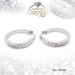 Argolla de Acero Aleación Micro Circón Plateado Círculo  - 851090