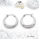 Argolla de Acero Aleación Micro Circón Plateado Círculo  - 851091