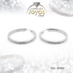 Argolla de Acero Aleación Micro Circón Plateado Círculo  - 851093