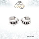 Argolla de Acero Aleación Piedra Plateado Círculo Negro - 851095