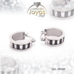 Argolla de Acero Aleación Piedra Plateado Círculo Negro - 851095