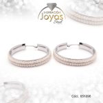 Argolla de Acero Aleación Sintetico Plateado Círculo Blanco - 851096