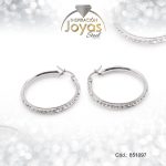 Argolla de Acero Aleación Micro Circón Plateado Círculo  - 851097