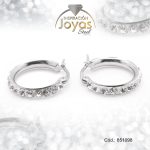 Argolla de Acero Aleación Micro Circón Plateado Círculo  - 851098