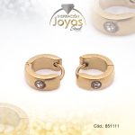 Argolla de Acero Huggies con Circón Dorado Círculo - 851111