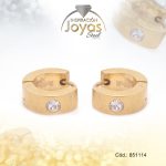 Argolla de Acero Huggies con Circón Dorado Círculo - 851114