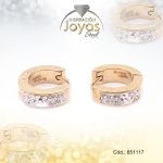 Argolla de Acero Huggies con Circón Dorado Círculo - 851117