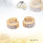 Argolla de Acero Huggies con Circón Dorado Círculo - 851119