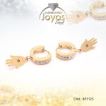 Argolla de Acero Colgante Circón Dorado Mano De Fatima  - 851123