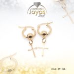 Argolla de Acero Colgante Dorado Cruz  - 851128