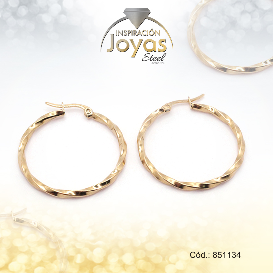 851134 Argolla de Acero Variado Dorado Círculo - 851134 - Imagen 1