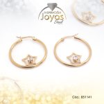 Argolla de Acero Colgante Circón Dorado Estrella  - 851141