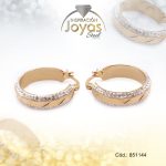 Argolla de Acero Aleación Micro Circón Dorado Círculo  - 851144