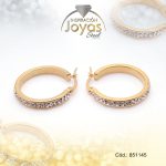 Argolla de Acero Aleación Micro Circón Dorado Círculo  - 851145