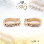 Argolla de Acero Forma Geométrica con Micro Circón Dorado Óvalo - 851146