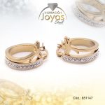 Argolla de Acero Aleación Micro Circón Dorado Círculo  - 851147