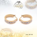 Argolla de Acero Aleación Micro Circón Dorado Círculo  - 851148