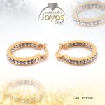 Argolla de Acero Aleación Micro Circón Dorado Círculo  - 851150