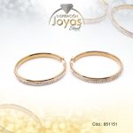 Argolla de Acero Aleación Micro Circón Dorado Círculo  - 851151