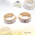 Argolla de Acero Aleación Micro Circón Dorado Círculo  - 851152