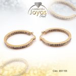 Argolla de Acero Aleación Micro Circón Dorado Círculo  - 851155