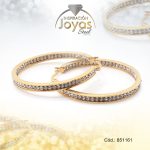 Argolla de Acero Aleación Micro Circón Dorado Círculo  - 851161