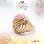 Anillo de Acero Variado Esmalte Dorado Talla 6 - 860183