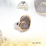 Anillo de Acero Variado Micro Circón 2 Tonos Talla 6 - 860190