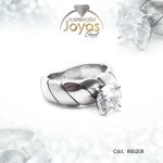 Anillo de Acero Solitario Circón Plateado Círculo - 860208