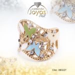 Anillo de Acero Variado Esmalte Dorado Talla  - 860227