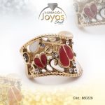 Anillo de Acero Variado Esmalte Dorado Talla 10 - 860229