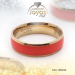 Anillo de Acero Matrimonio Esmalte Dorado Línea Anaranjado Talla 10 - 860230