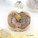 Anillo de Acero Variado Esmalte Dorado Talla 6 - 860232