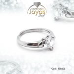 Anillo de Acero Solitario Circón Plateado Círculo - 860235