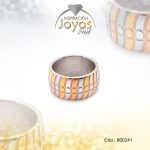 Anillo de Acero Matrimonio 3 Tonos Línea Talla 6 - 860241