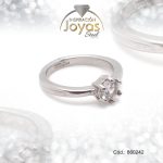 Anillo de Acero Solitario Circón Plateado Círculo Talla 9 - 860242