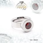 Anillo de Acero Solitario Circón Plateado Círculo Talla 7 - 860244