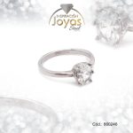 Anillo de Acero Solitario Circón Plateado Óvalo Talla 9 - 860246